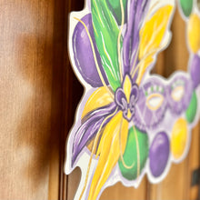 Load image into Gallery viewer, Painted Mardi Gras Mask Wreath