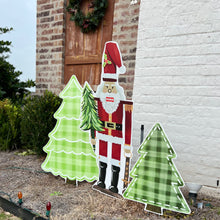 Load image into Gallery viewer, Large Gingham Christmas Tree Garden Stakes