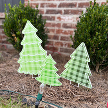 Load image into Gallery viewer, Mini Gingham Christmas Tree Garden Stakes