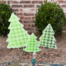 Load image into Gallery viewer, Mini Gingham Christmas Tree Garden Stakes