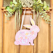 Load image into Gallery viewer, Pink Chinoiserie Bunny Door Hanger