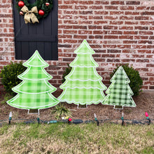 Load image into Gallery viewer, Large Gingham Christmas Tree Garden Stakes
