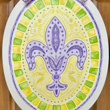 Load image into Gallery viewer, Watercolor Mardi Gras Fleur de Lis Door Hanger
