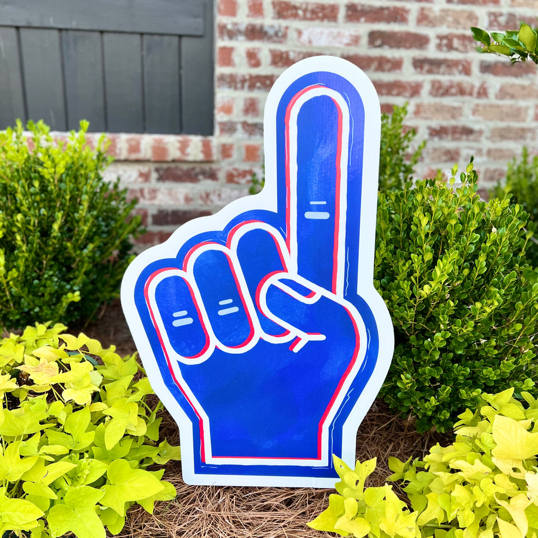 Customizable Blue and Red Foam Finger Garden Stake