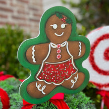 Load image into Gallery viewer, Mini Gingerbread Woman Garden Stake
