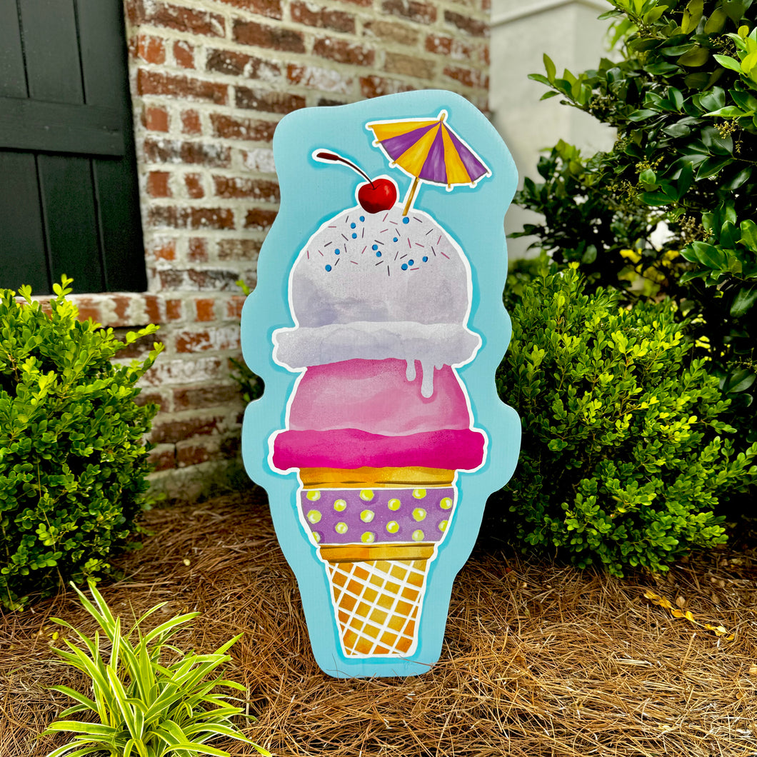 Ice Cream with Umbrella Yard Art