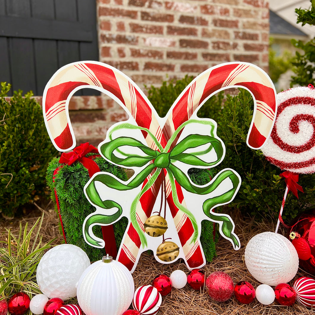 Large Crossed Candy Canes Garden Stake