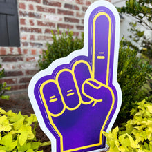 Load image into Gallery viewer, Customizable Purple and Yellow Foam Finger Garden Stake
