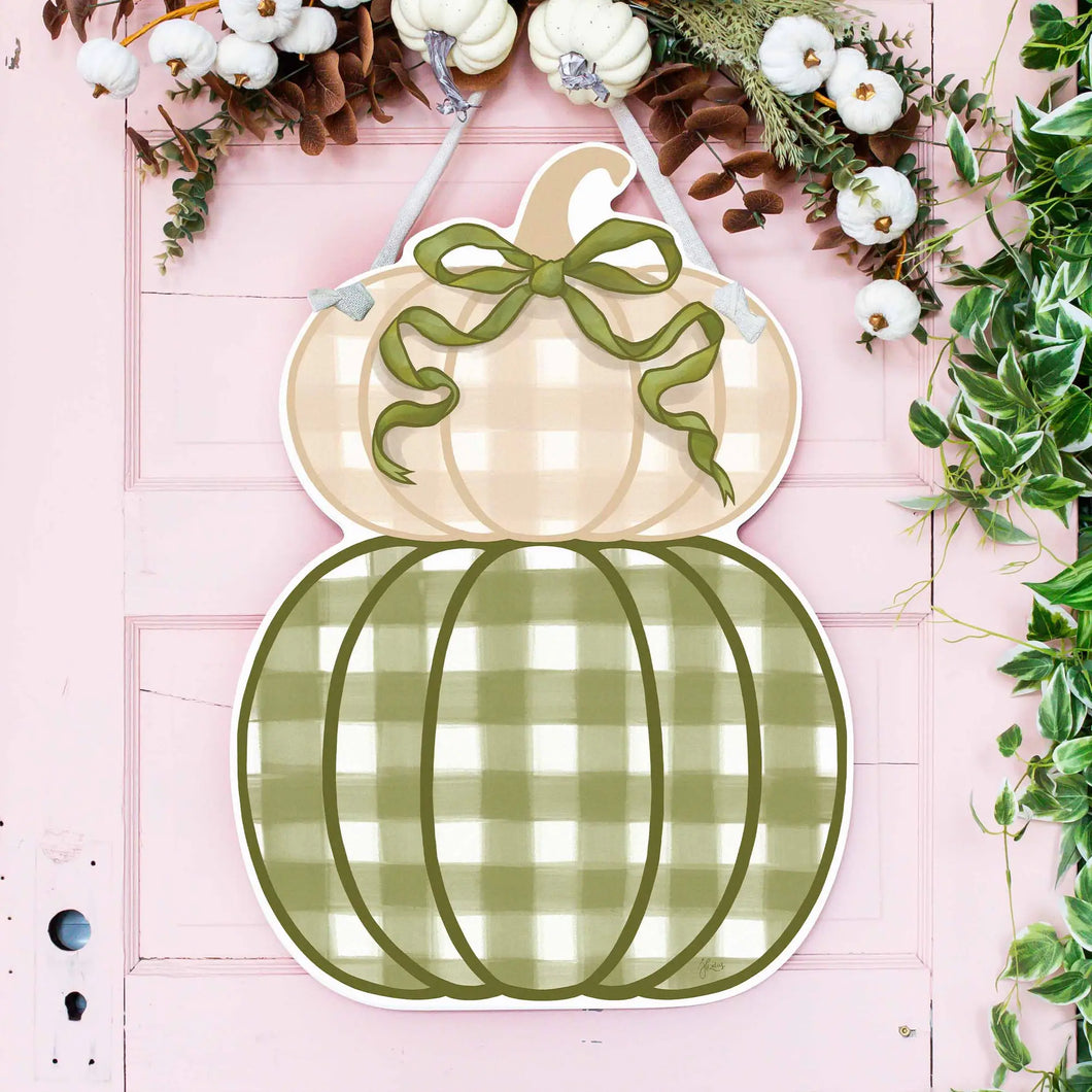 Sage Stacked Pumpkin Duo Door Hanger