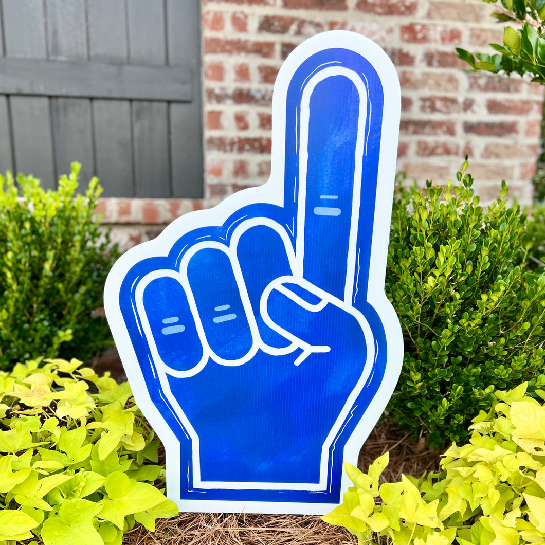 Customizable Blue Foam Finger Garden Stake