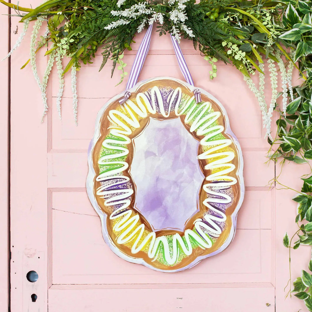 Mardi Gras King Cake Door Hanger