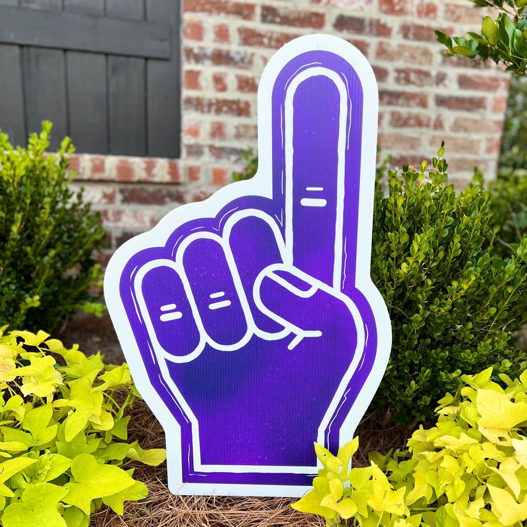 Customizable Purple Foam Finger Garden Stake