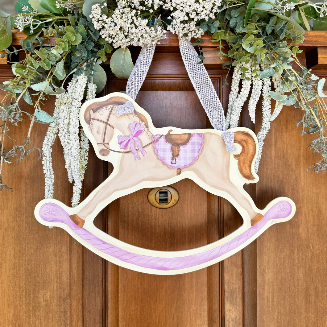 Pink Rocking Horse Door Hanger