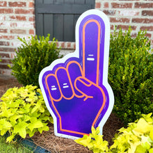 Load image into Gallery viewer, Customizable Purple and Orange Foam Finger Garden Stake
