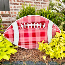 Load image into Gallery viewer, Customizable Maroon Gingham Football Garden Stake
