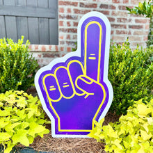 Load image into Gallery viewer, Customizable Purple and Yellow Foam Finger Garden Stake
