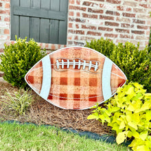 Load image into Gallery viewer, Customizable Brown Gingham Football Garden Stake
