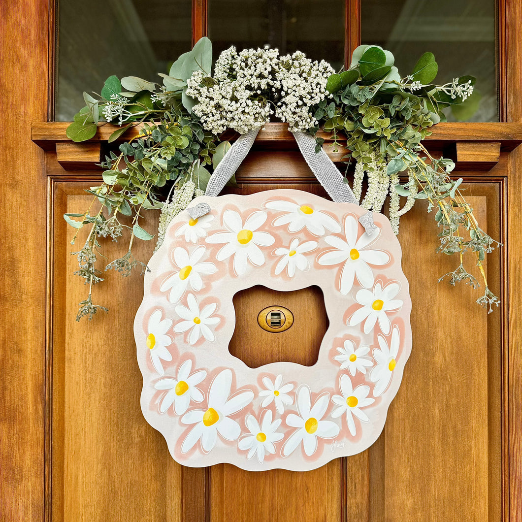 Pink Daisy Wreath Door Hanger