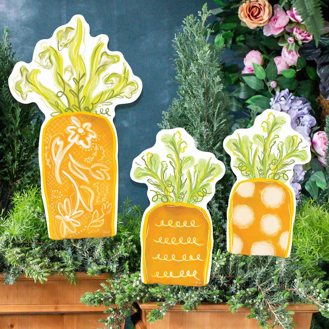 Orange Chinoiserie Carrot Yard Art Set