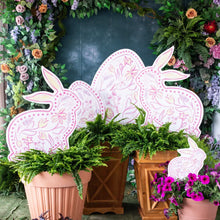 Load image into Gallery viewer, Mini Pink Chinoiserie Bunny Yard Art
