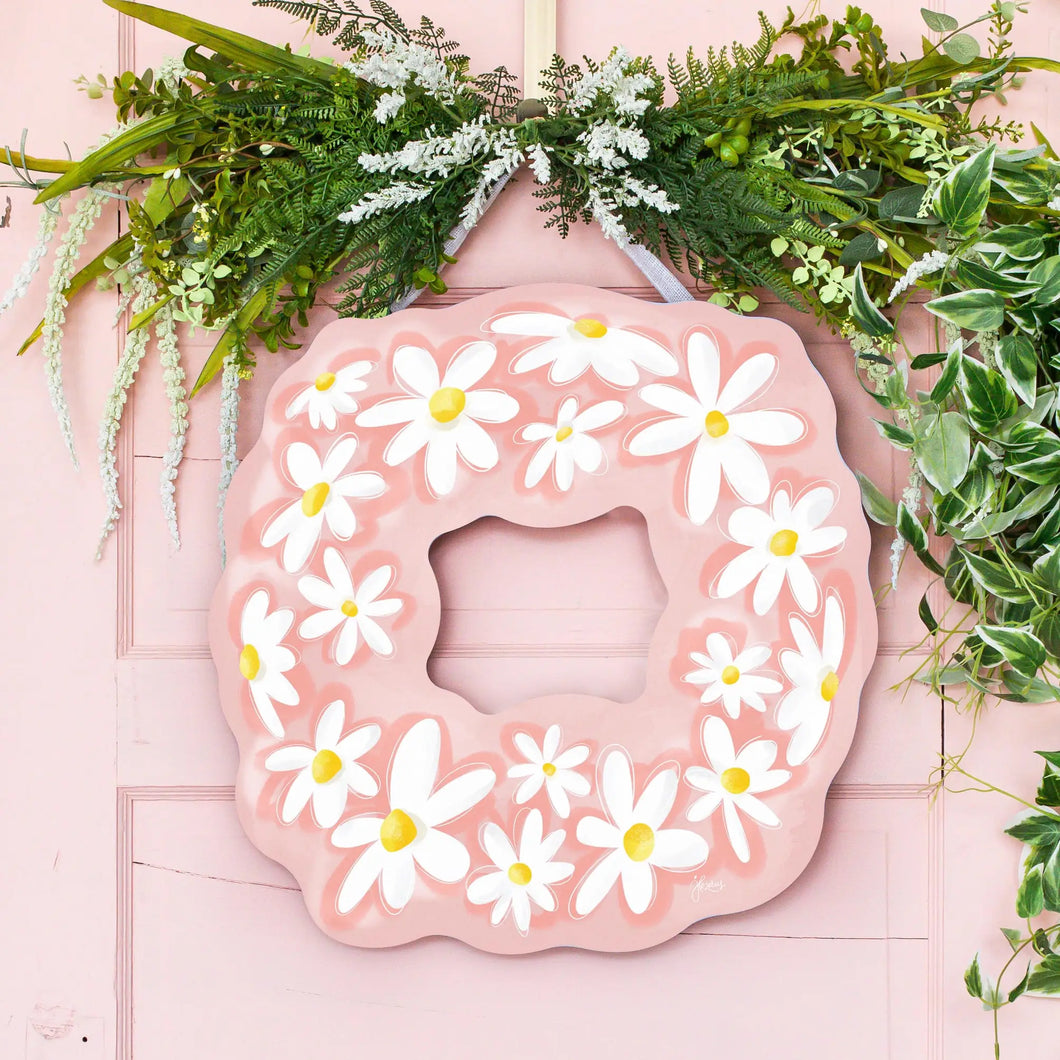 Pink Daisy Wreath Door Hanger