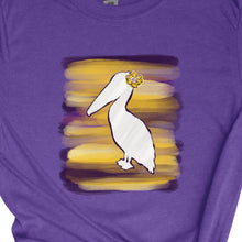 Load image into Gallery viewer, Purple and Gold Watercolor Pelican
