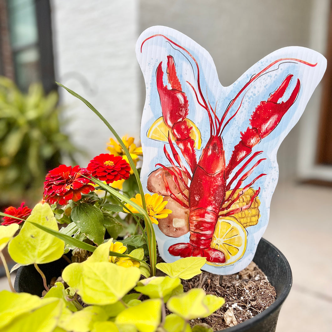 Mini Painted Crawfish with Fixin’s Garden Stake