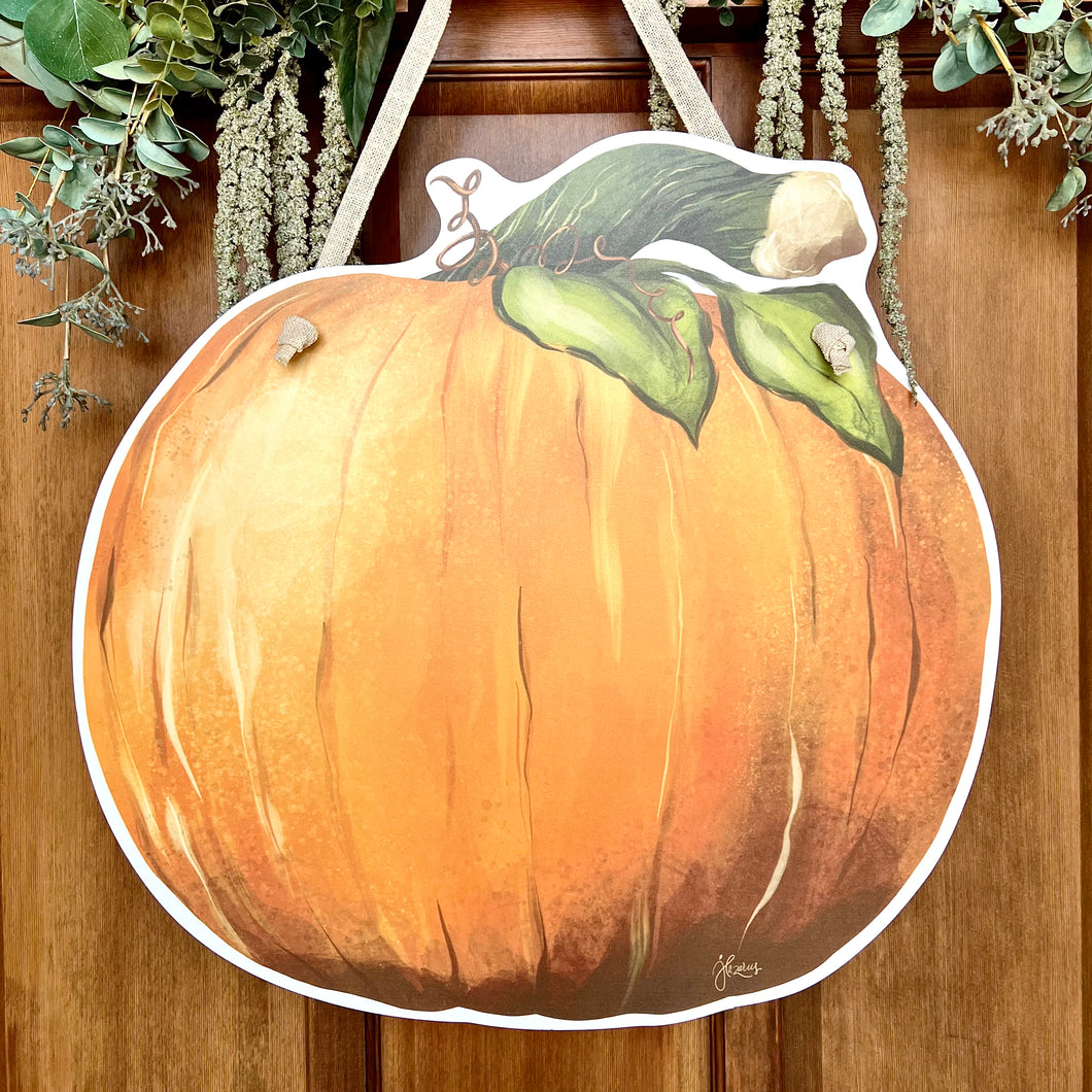 Customizable Watercolor Pumpkin Door Hanger