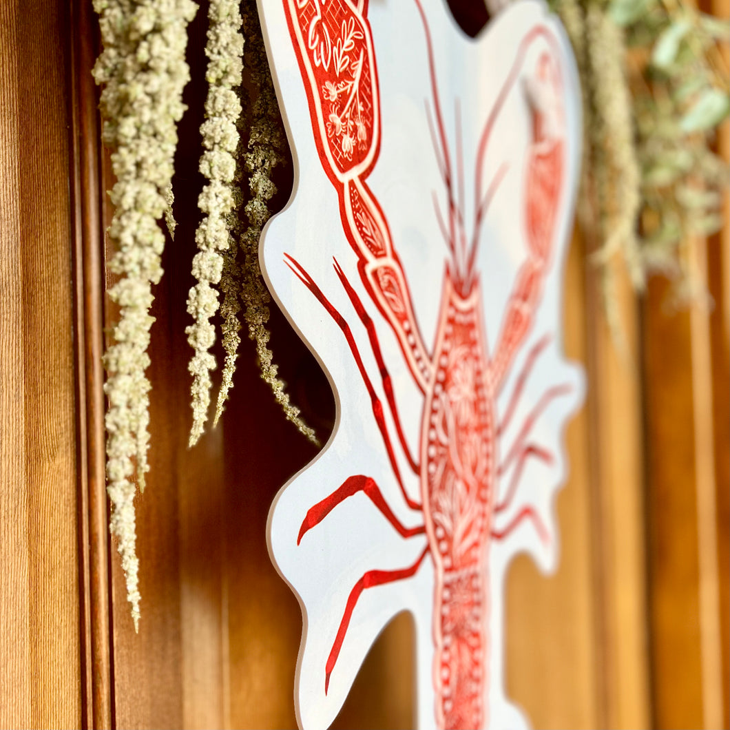 Red Chinoiserie Crawfish Door Hanger