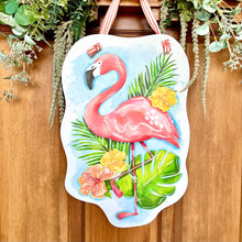 Load image into Gallery viewer, Floral Flamingo Door Hanger
