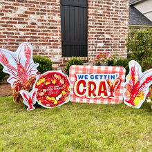 Load image into Gallery viewer, Painted Crawfish with Fixin’s Garden Stake
