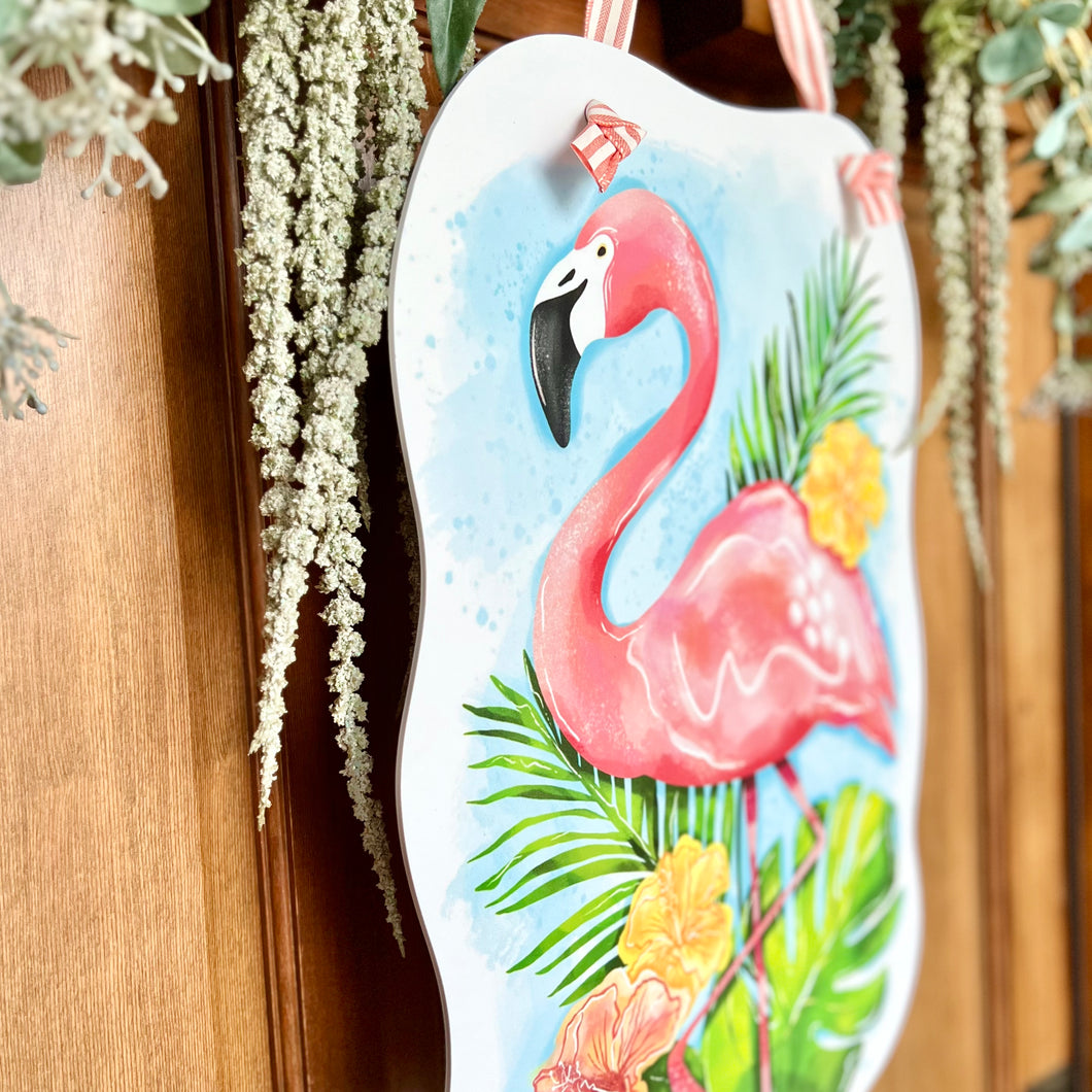 Floral Flamingo Door Hanger