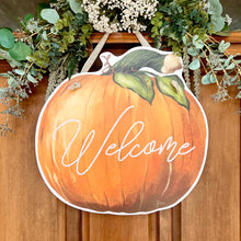 Load image into Gallery viewer, Welcome Watercolor Pumpkin Door Hanger
