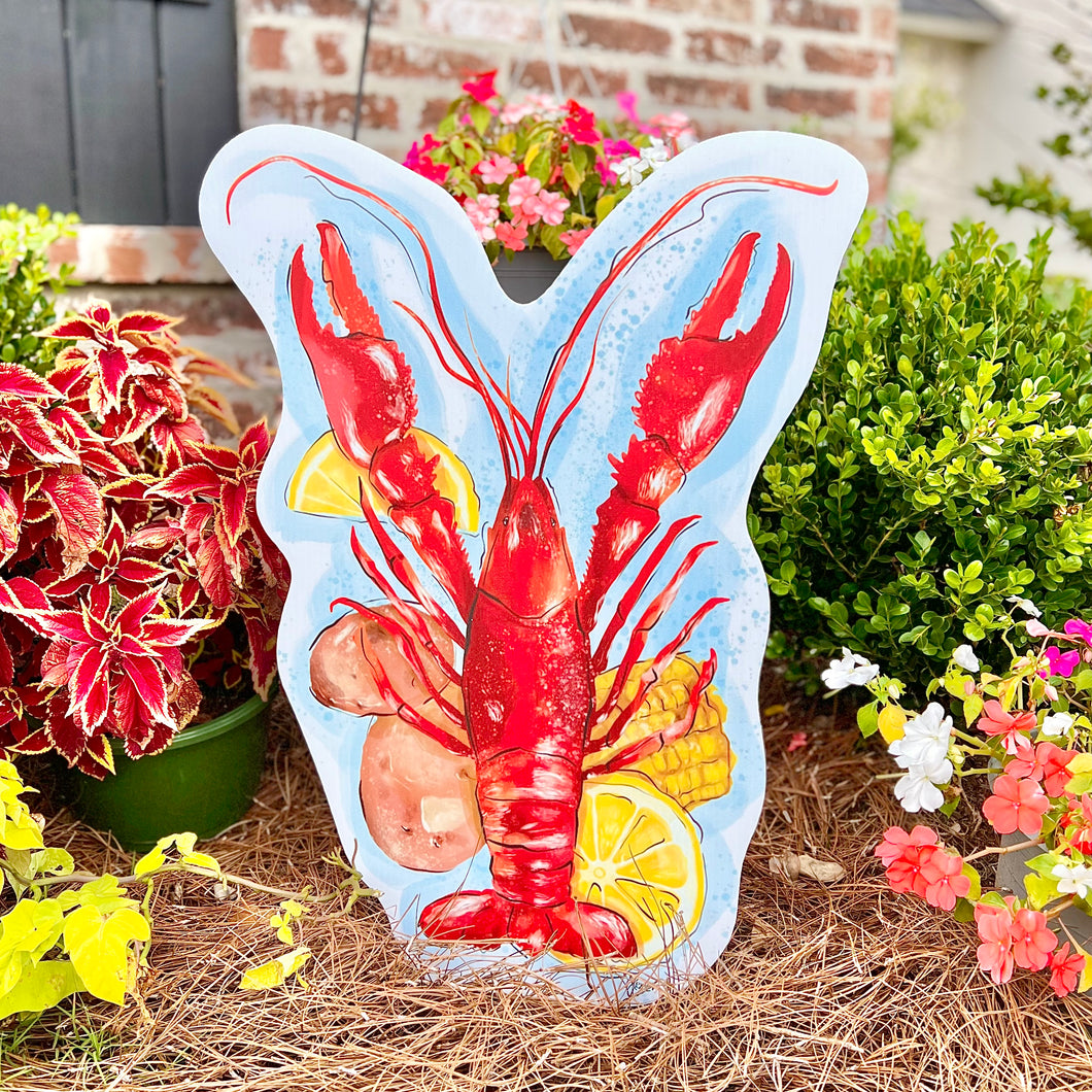 Painted Crawfish with Fixin’s Garden Stake