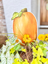 Load image into Gallery viewer, Mini Watercolor Tall Pumpkin Mum Stake
