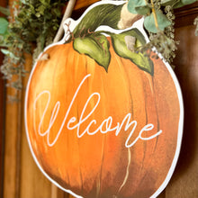 Load image into Gallery viewer, Welcome Watercolor Pumpkin Door Hanger
