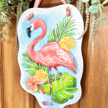 Load image into Gallery viewer, Floral Flamingo Door Hanger
