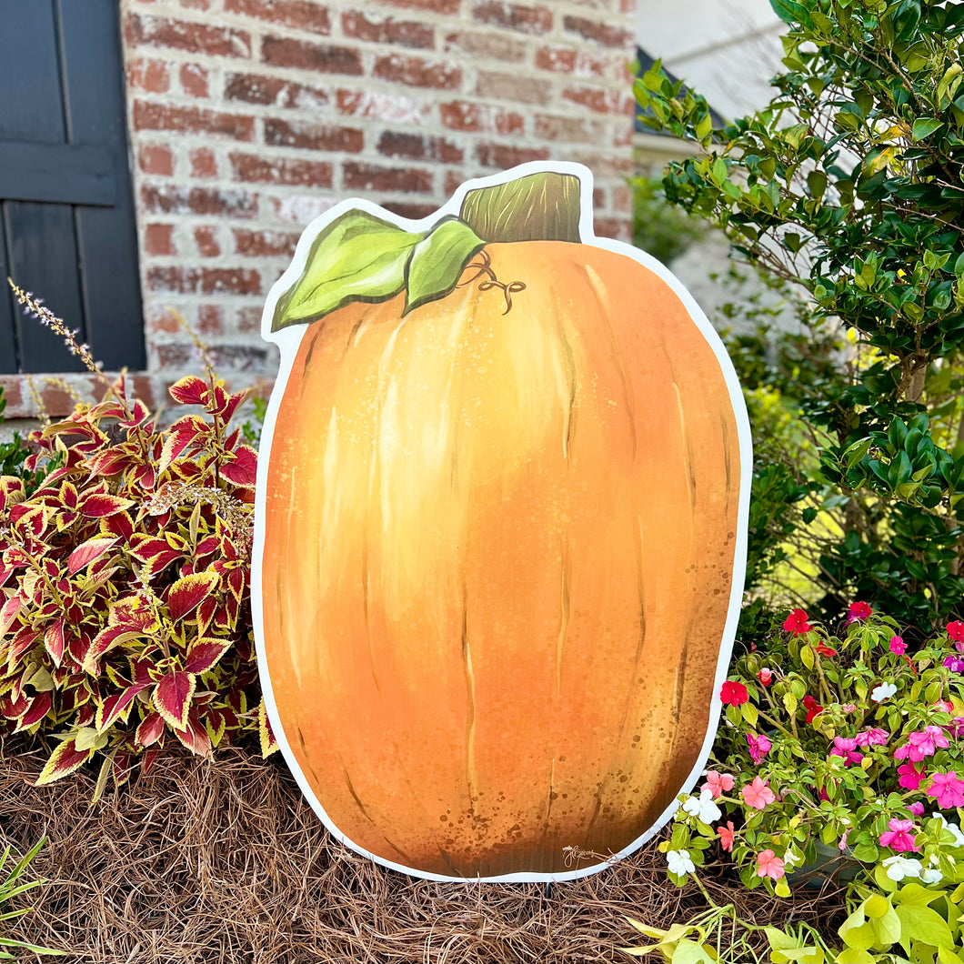Large Tall Thin Pumpkin Garden Stake