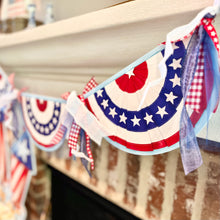 Load image into Gallery viewer, Patriotic Bunting Mantle Garland
