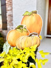 Load image into Gallery viewer, Mini Watercolor Tall Pumpkin Mum Stake
