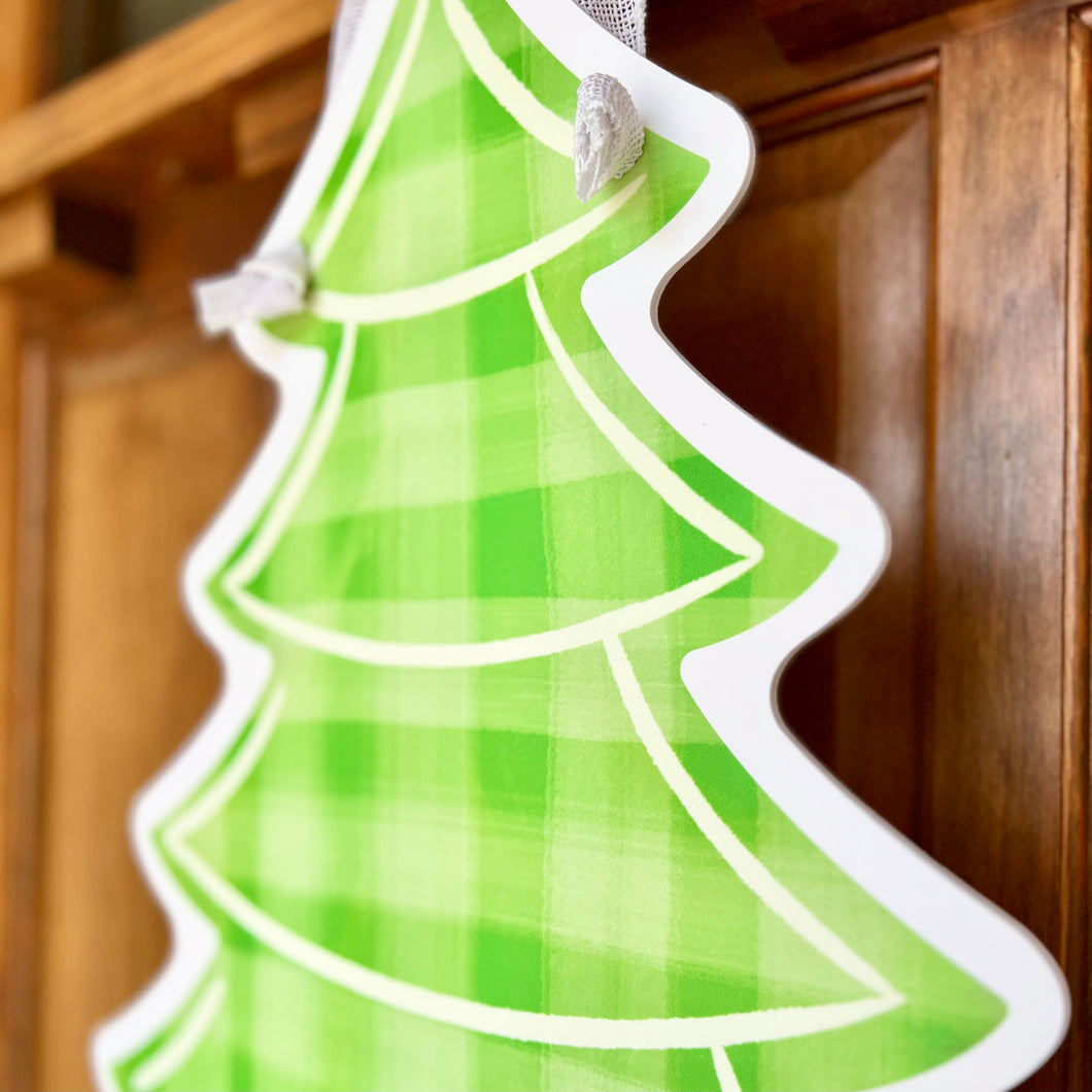 Gingham Christmas Tree Door Hanger