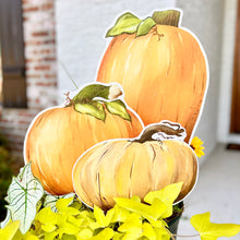 Load image into Gallery viewer, Mini Watercolor Round Pumpkin Mum Stake
