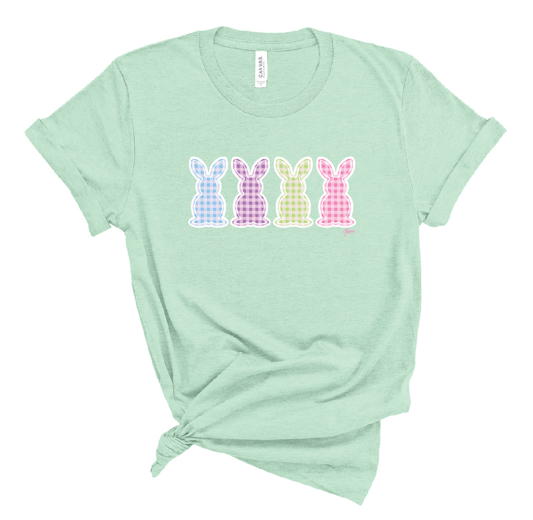 Gingham Bunnies Heather Mint T-Shirt