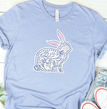 Load image into Gallery viewer, Chinoiserie Bunny T-Shirt in Heather Blue
