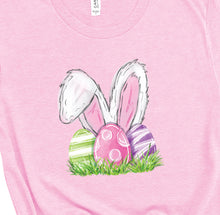 Load image into Gallery viewer, Bunny Ears with Eggs T-Shirt in Heather Bubble Gum
