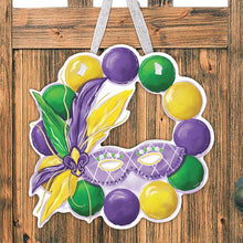 Load image into Gallery viewer, Painted Mardi Gras Mask Wreath
