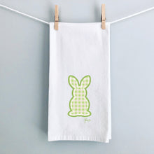 Load image into Gallery viewer, Green Gingham Bunny Tea Towel
