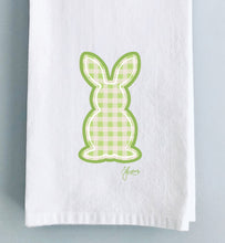 Load image into Gallery viewer, Green Gingham Bunny Tea Towel
