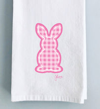 Load image into Gallery viewer, Pink Gingham Bunny Tea Towel
