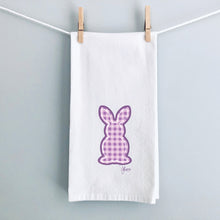 Load image into Gallery viewer, Purple Gingham Bunny Tea Towel
